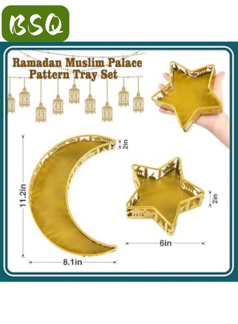 BSQ Ramadan serving dishes, decorative plates, and table decorations, including trays adorned with golden crescent moons and stars, are perfect for serving desserts, snacks, and sweets, and are suitable for home decor and party supplies. - Image 5